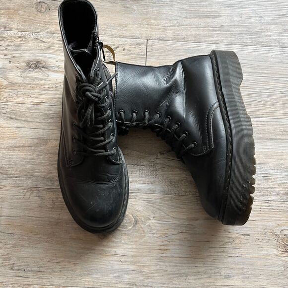 Dr Martens Jadon Platform Black Smooth Leather Zip Boots Women's 11 / EU 43 - Picture 10 of 11